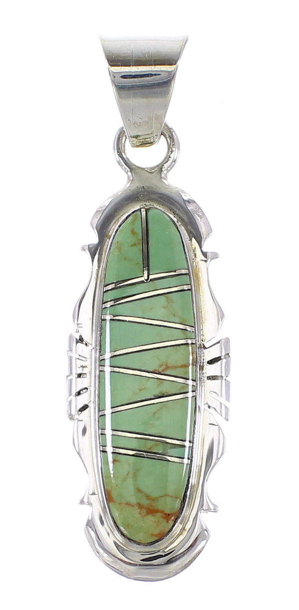 Turquoise Inlay Southwestern Silver Pendant AX95499